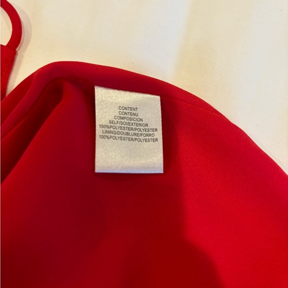 WAYF Red Posie Lace Trim Strappy Cami Tank Top Womens Small Lace Up Deep V-Neck - Picture 7 of 9